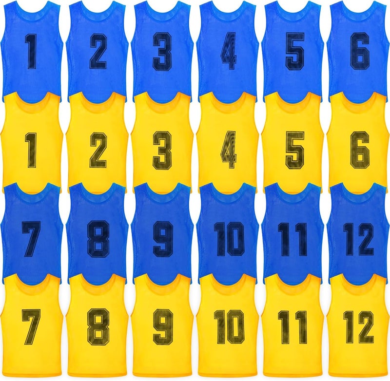 Vabean 24 Pack Nylon Mesh Scrimmage Team Practice Vests Pinnies Jerseys Train Vest for Adult Sport Basketball Soccer Football - Image 1